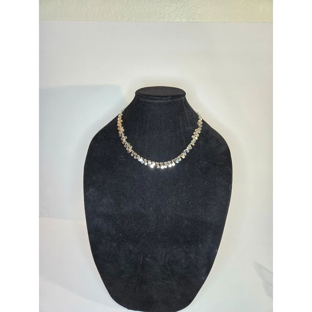 Silver Tone Necklace Circular Charms Hook Closure - Picture 1 of 6